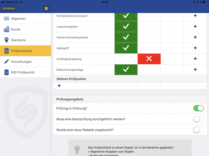 Prüfliste und Checkliste zur Prüfung von Gabelstaplern